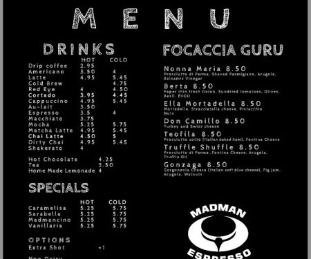 Madman Espresso at NYU Tisch School (NYU TISCH BUILDING ACCESS REQUIRED)