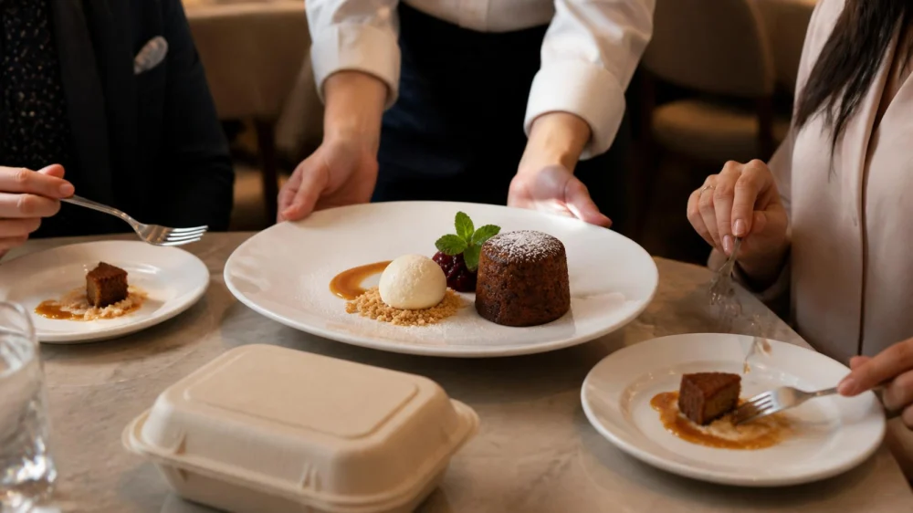 Restaurant Dessert Order: Portions, Allergens, Temperature, and Takeout