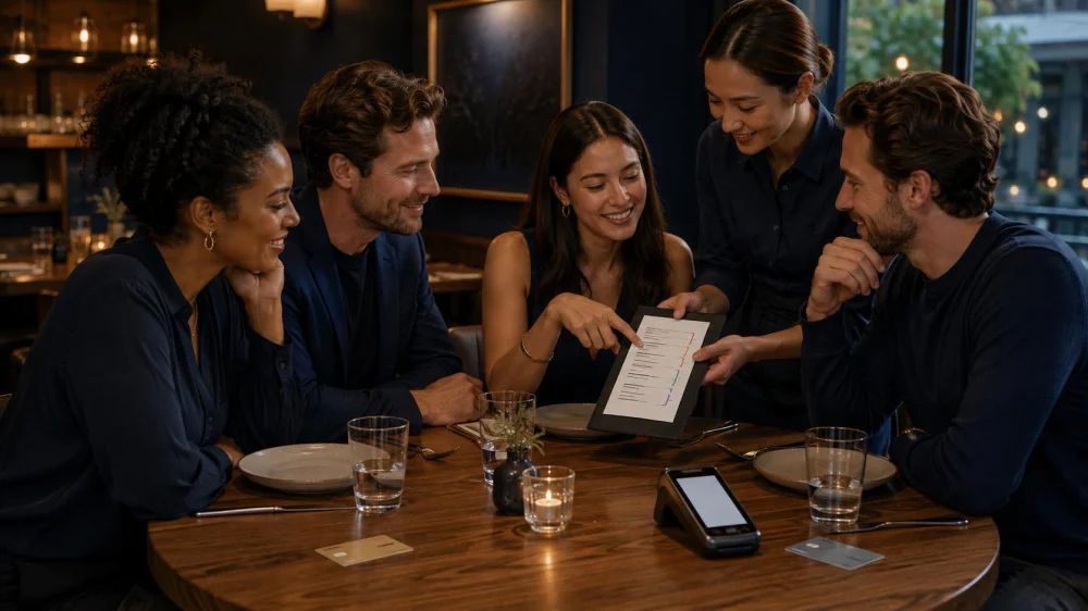 Restaurant Split Check: Agree Items, Fees, and Payment