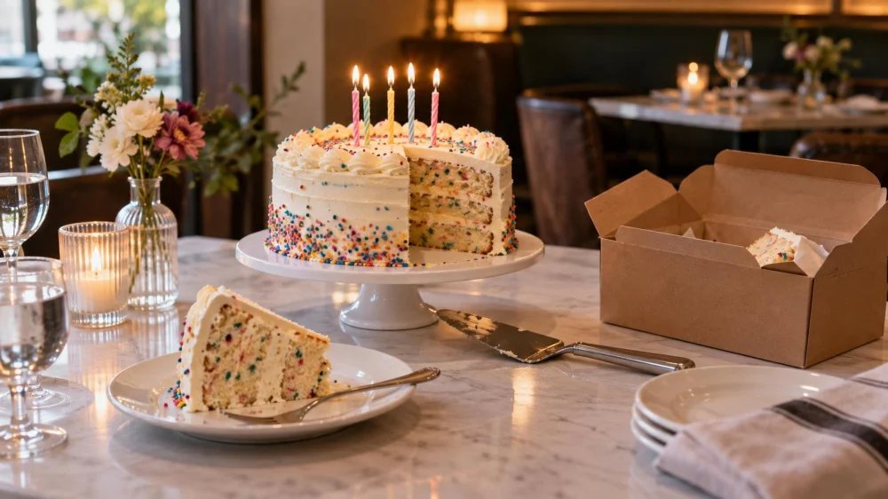 Restaurant Birthday Cake: Storage, Cutting, and Charges