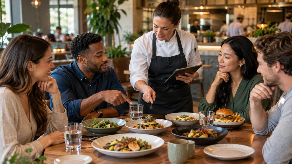 Restaurant Group Order Review: Names, Portions, and Allergens